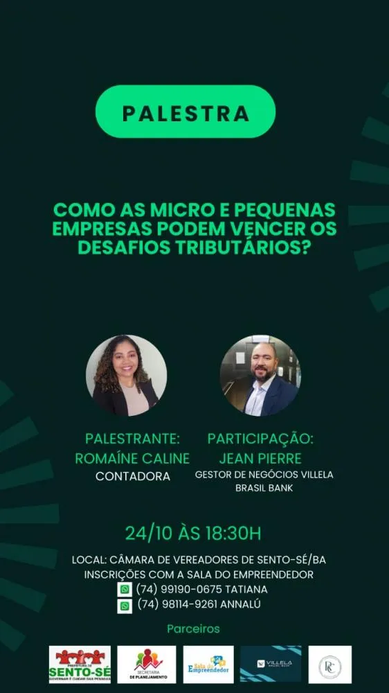 Prefeitura de Sento-Sé promove palestra para micro e pequenos empreendedores sobre desafios tributários