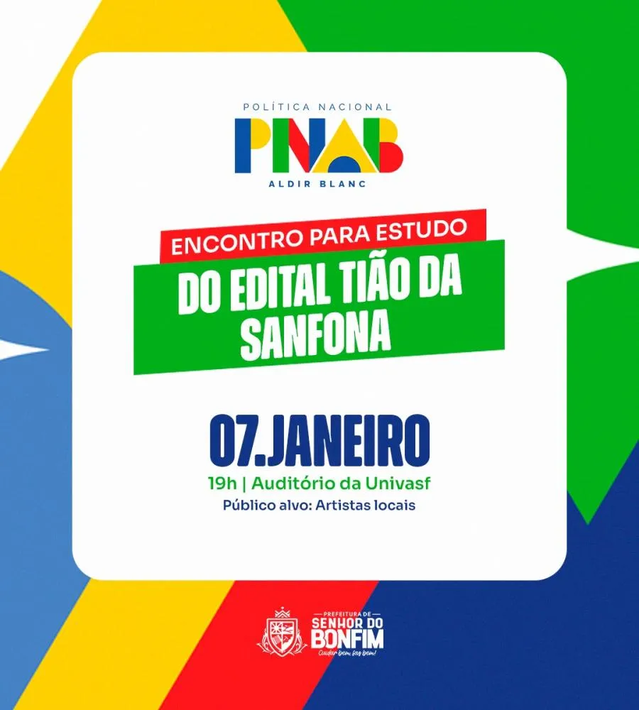 PNAB: Prefeitura realiza encontro com artistas locais para discussão do Edital Tião da Sanfona nesta terça (07)