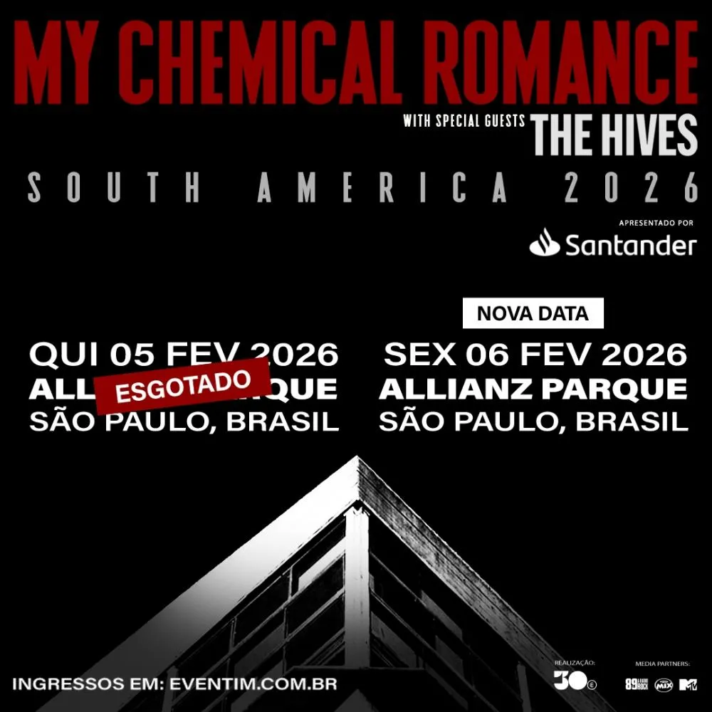 My Chemical Romance esgota ingressos e anuncia nova data no Allianz Parque, em São Paulo