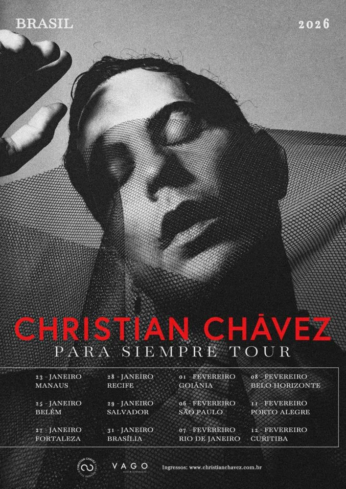 “Christian Chávez Para Siempre Tour” - Cantor anuncia 12 datas no Brasil em 2026