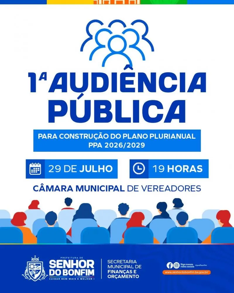 Prefeitura realiza 1ª Audiência Pública para elaboração do PPA 2026/2029 nesta terça (29)