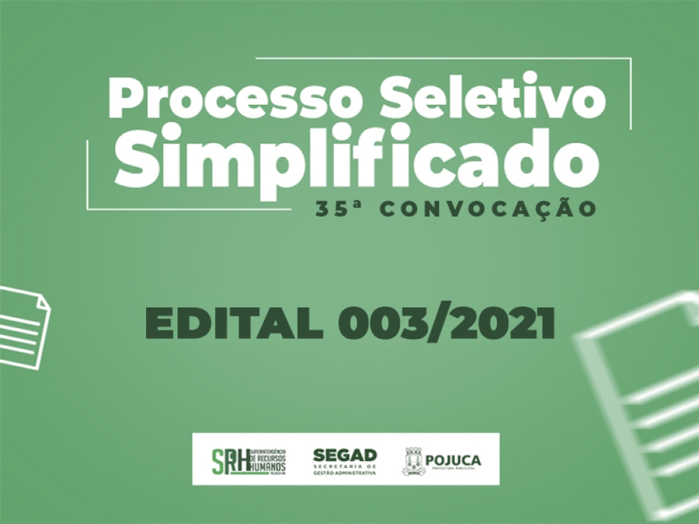 35ª Convocação do Processo Seletivo 003/2021