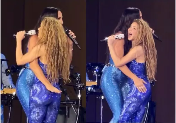 Cantora baiana divide palco com Shakira e momento viraliza nas redes sociais