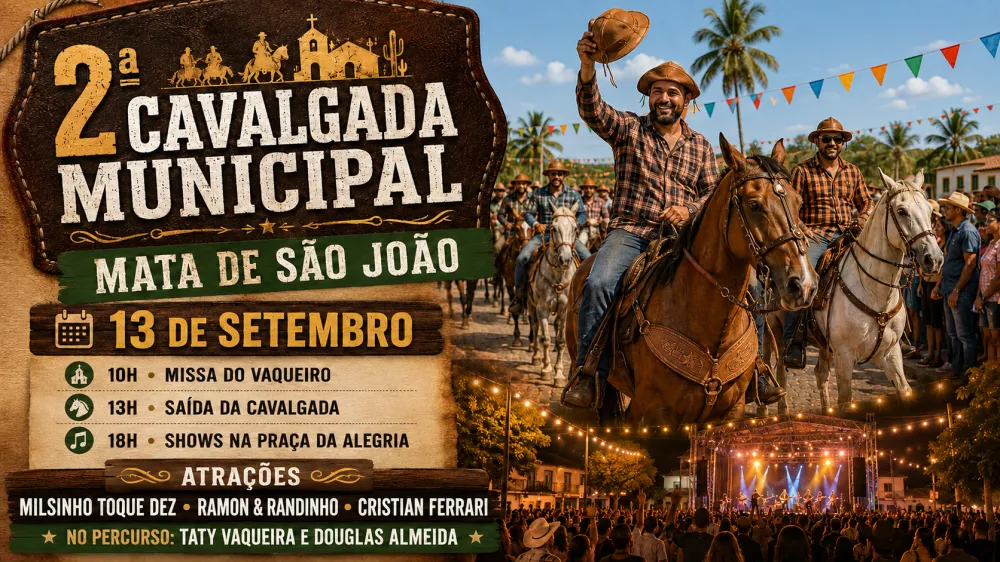 2ª Cavalgada Municipal de Mata de São João terá Toque Dez, Cristian Ferrari e atrações regionais