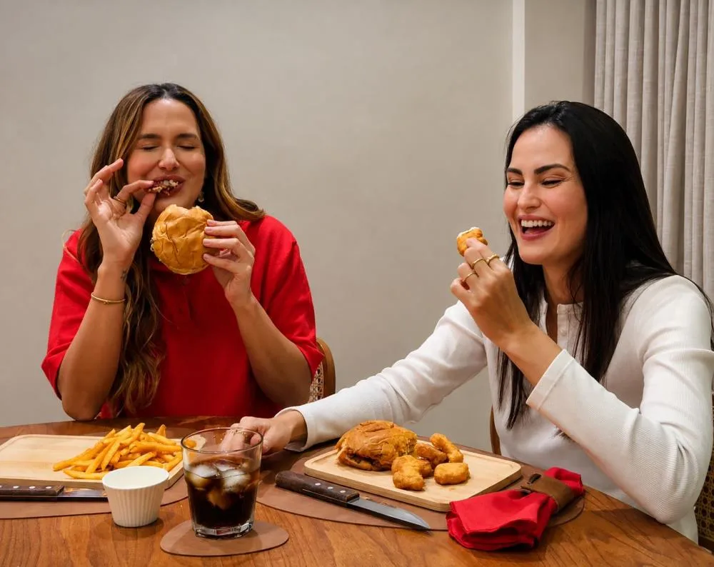 Flávia Najar reúne amigas em noite de smash burger em Salvador