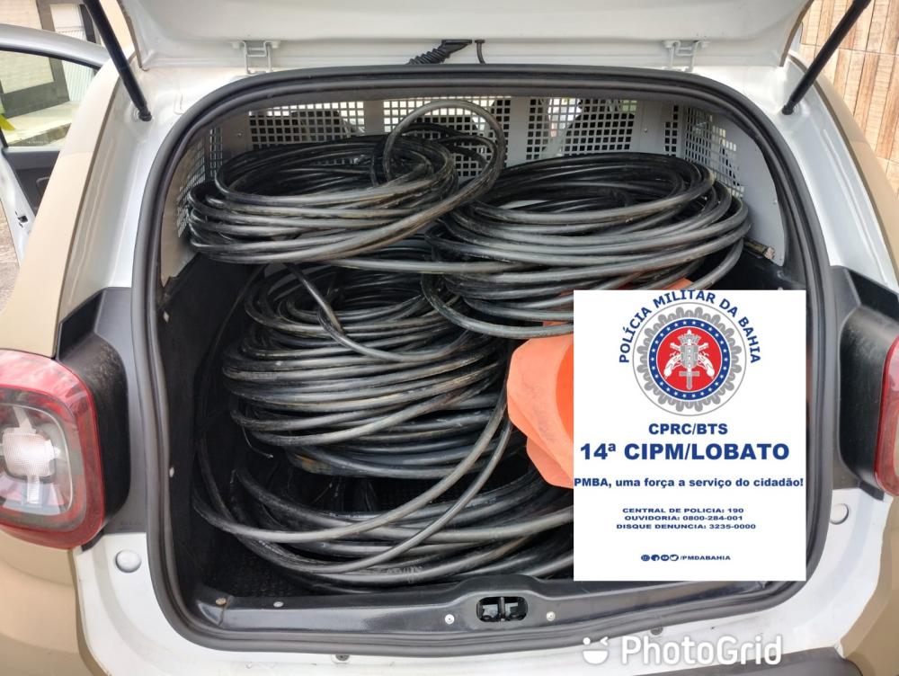Trio é preso com mil metros de cabos eletrônicos em Salvador