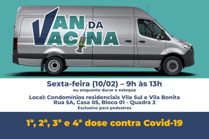 Residenciais Vila Sul e Vila Bonita recebem Van da Vacina com oferta da 1ª à 4ª dose nesta sexta-feira