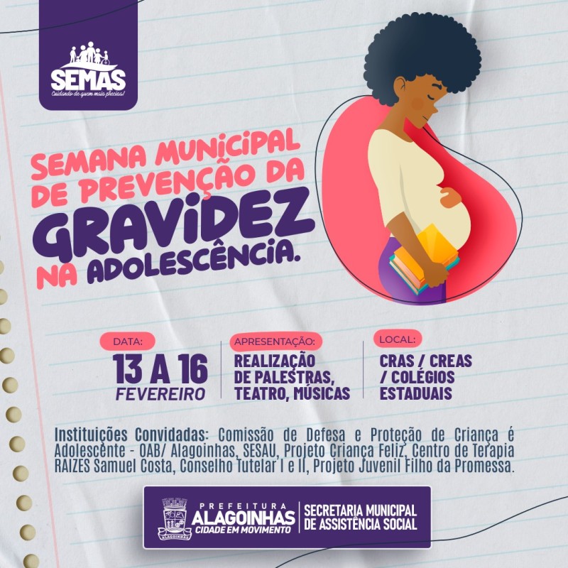 Semana Municipal de Prevenção da Gravidez na Adolescência começa na segunda-feira (13)