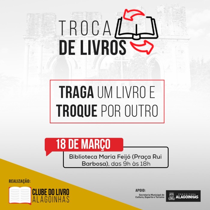 Feira de Troca de Livros acontece na Biblioteca Municipal Maria Feijó no próximo sábado (18)