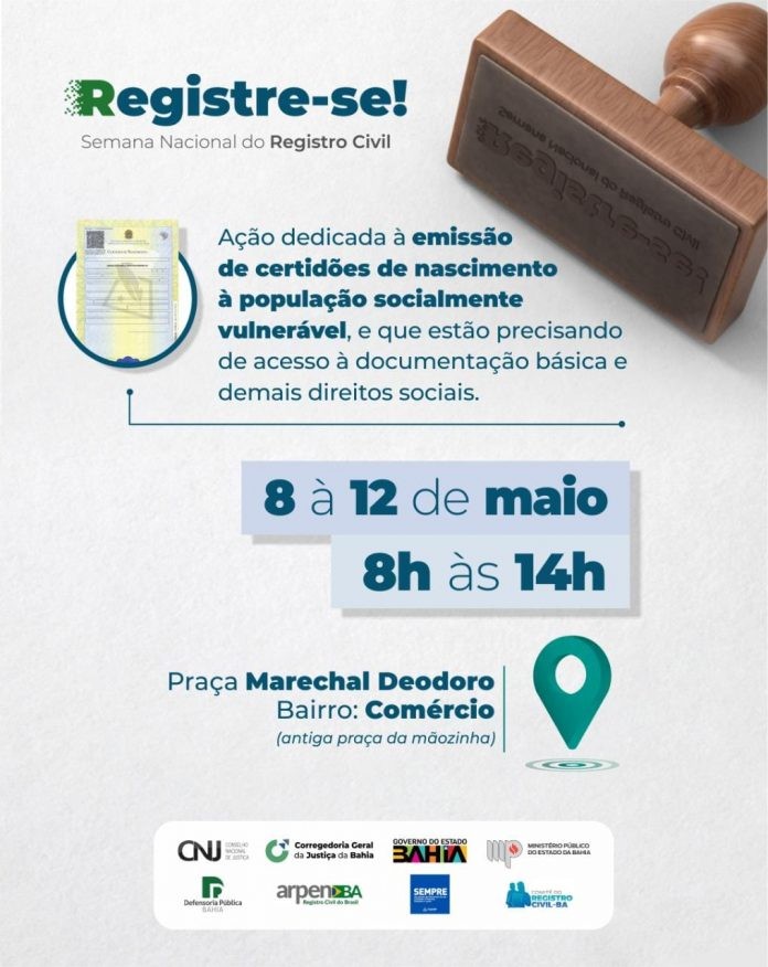 SJDH participa da ‘Semana Nacional do Registro Civil em Salvador’