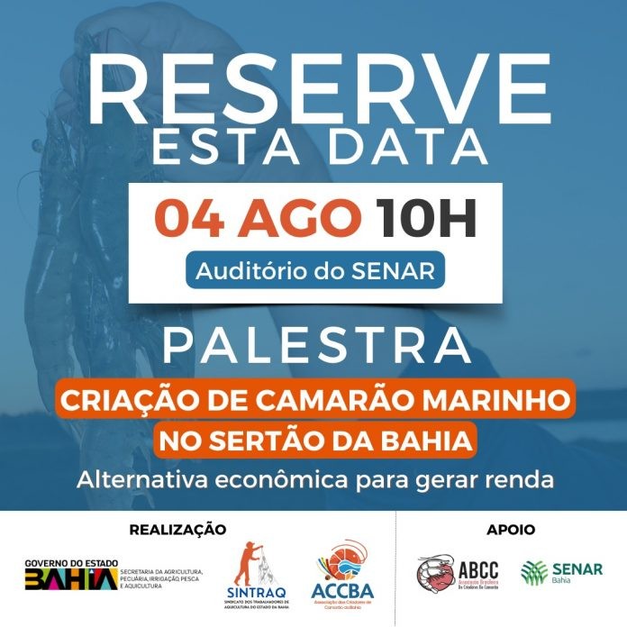Seagri promove palestra em Salvador sobre criação de camarão marinho no sertão baiano